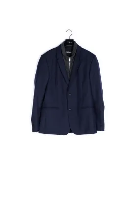 Veste en piqué de laine à gilet intérieur amovible en jersey