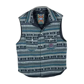 Vintage MODERN BASIC Abstract Crazy Patterned Lightly Padded Popper Fleece Gilet