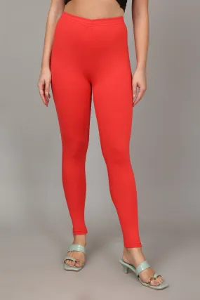 VISCOSE ANKLE LEGGINGS - CORAL