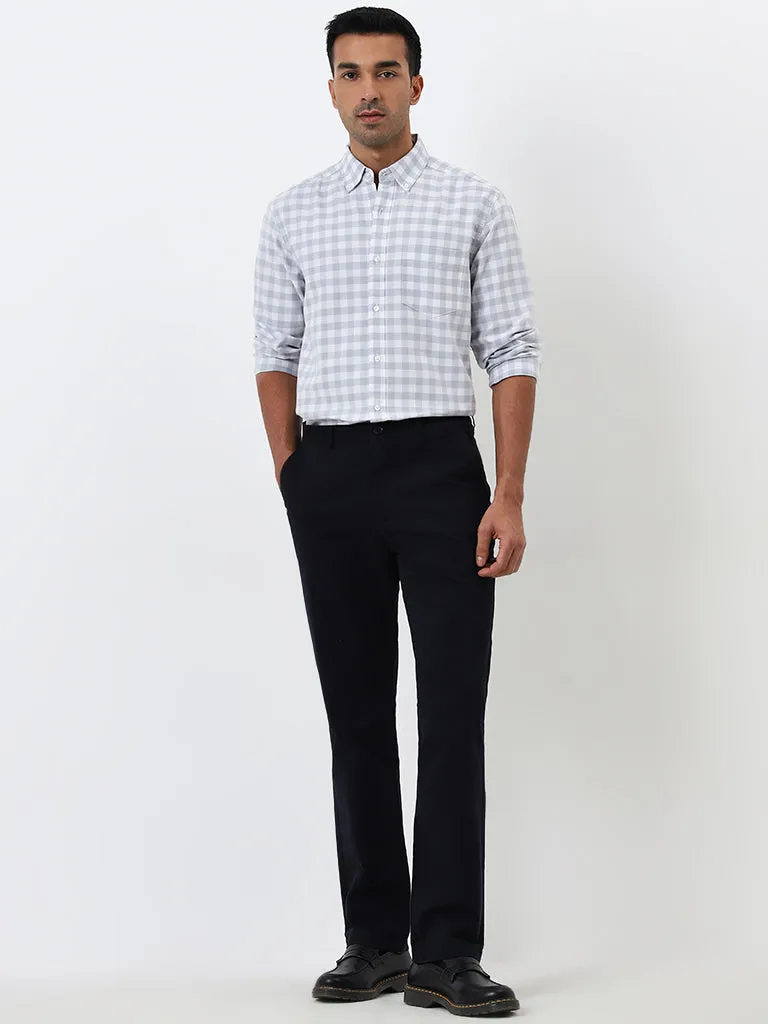 WES Casuals Navy Relaxed-Fit Mid-Rise Cotton-Blend Chinos
