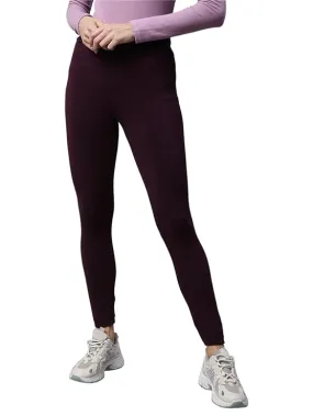 Women Wine Body Hugging Slim-Fit High Rise Legging