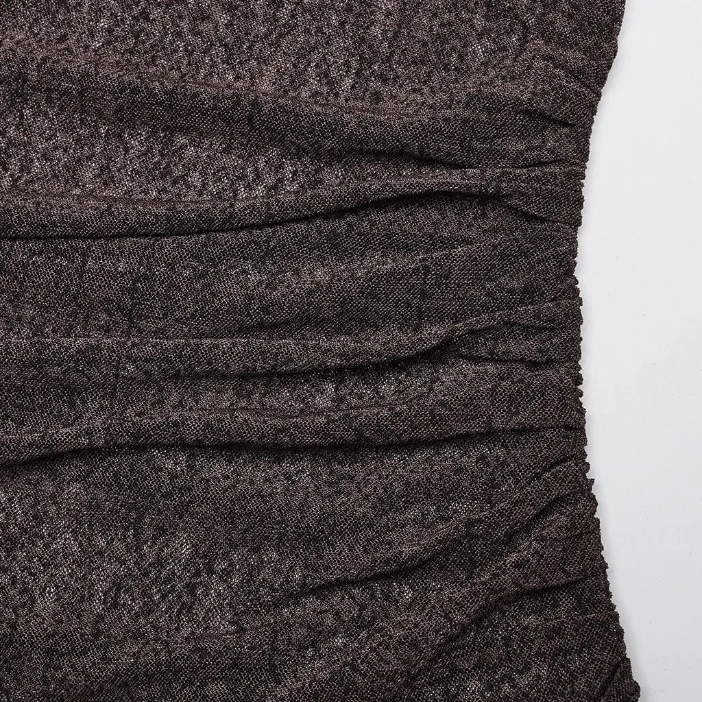 Women's Punk Irregular Ruched Coffee Party Dress with Hooded Cape