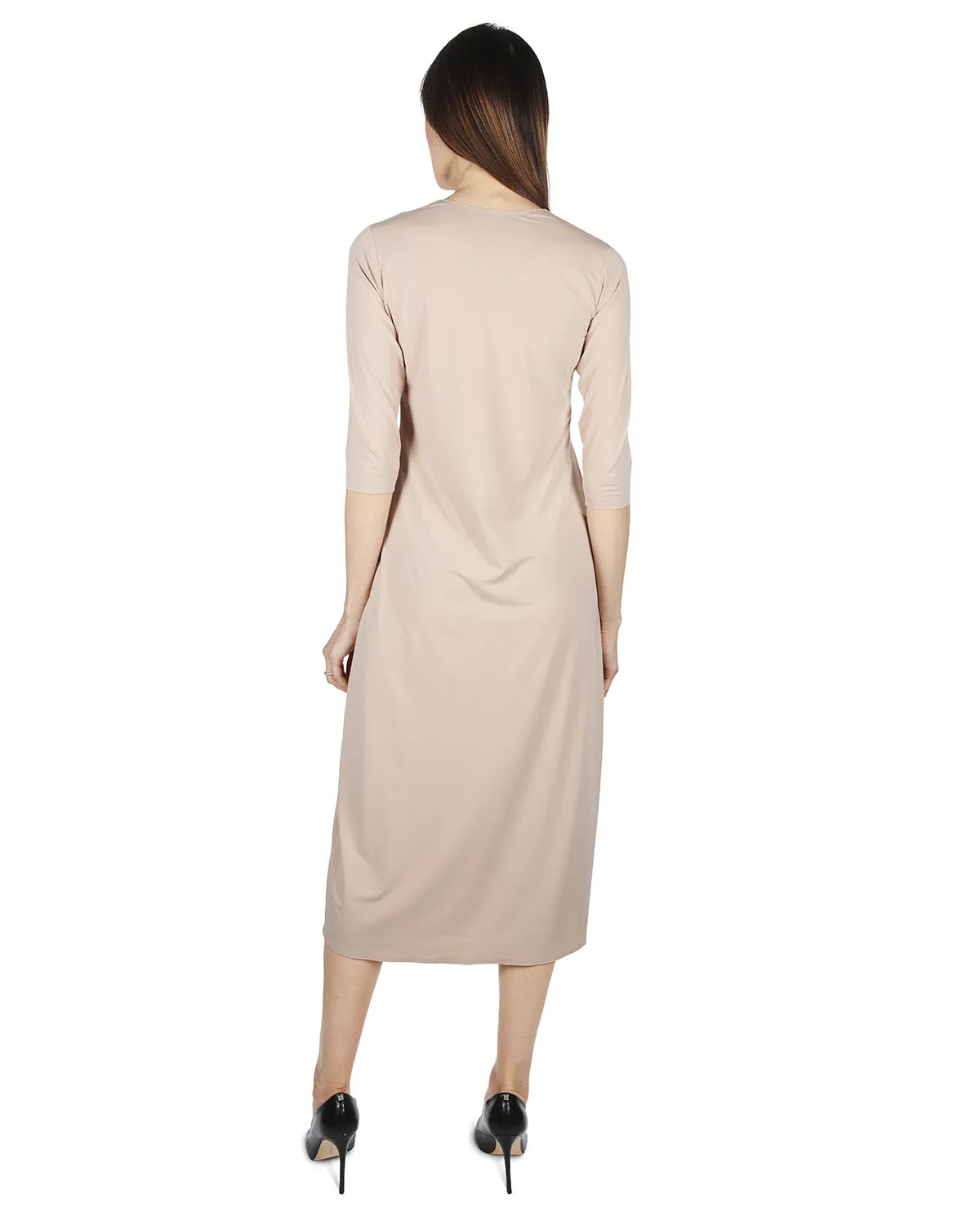 Women's Silky-Smooth Bonded 3/4-Sleeve 48" Slip Dress
