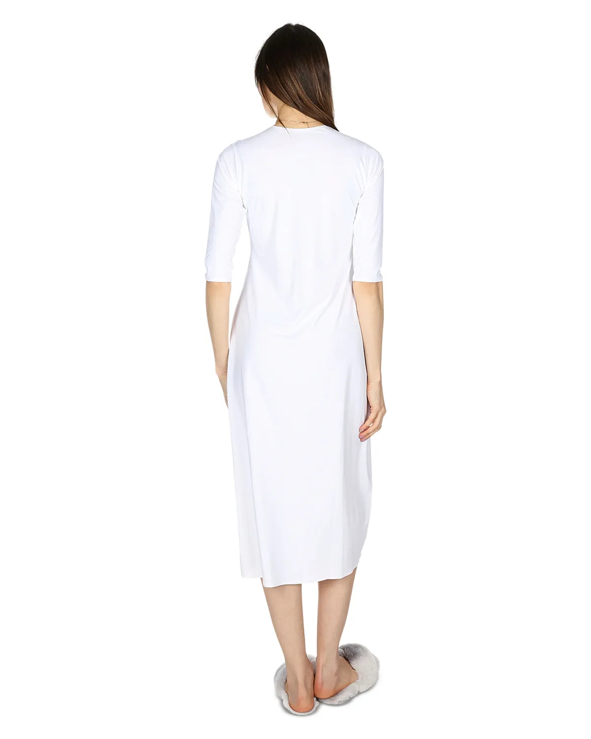 Women's Silky-Smooth Bonded 3/4-Sleeve 48" Slip Dress