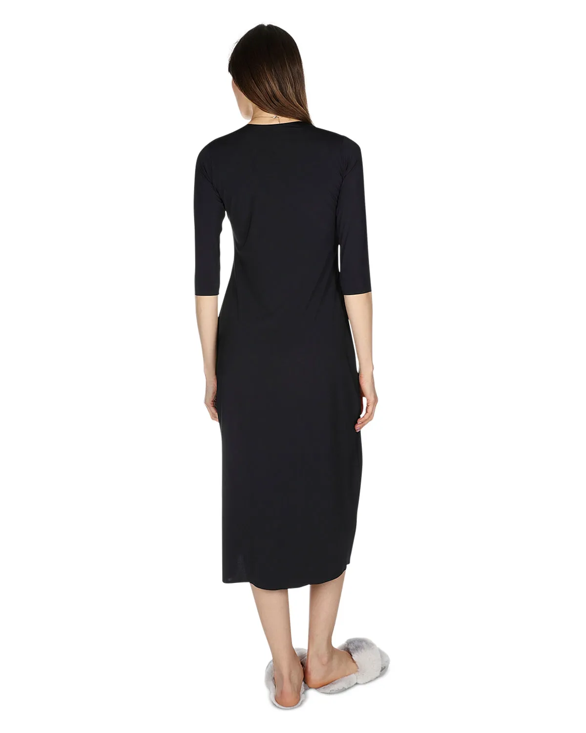 Women's Silky-Smooth Bonded 3/4-Sleeve 48" Slip Dress