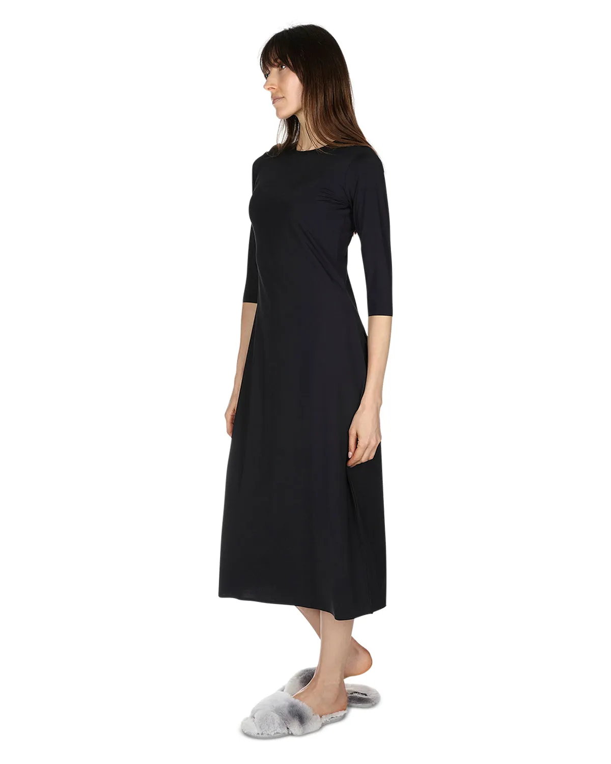 Women's Silky-Smooth Bonded 3/4-Sleeve 48" Slip Dress