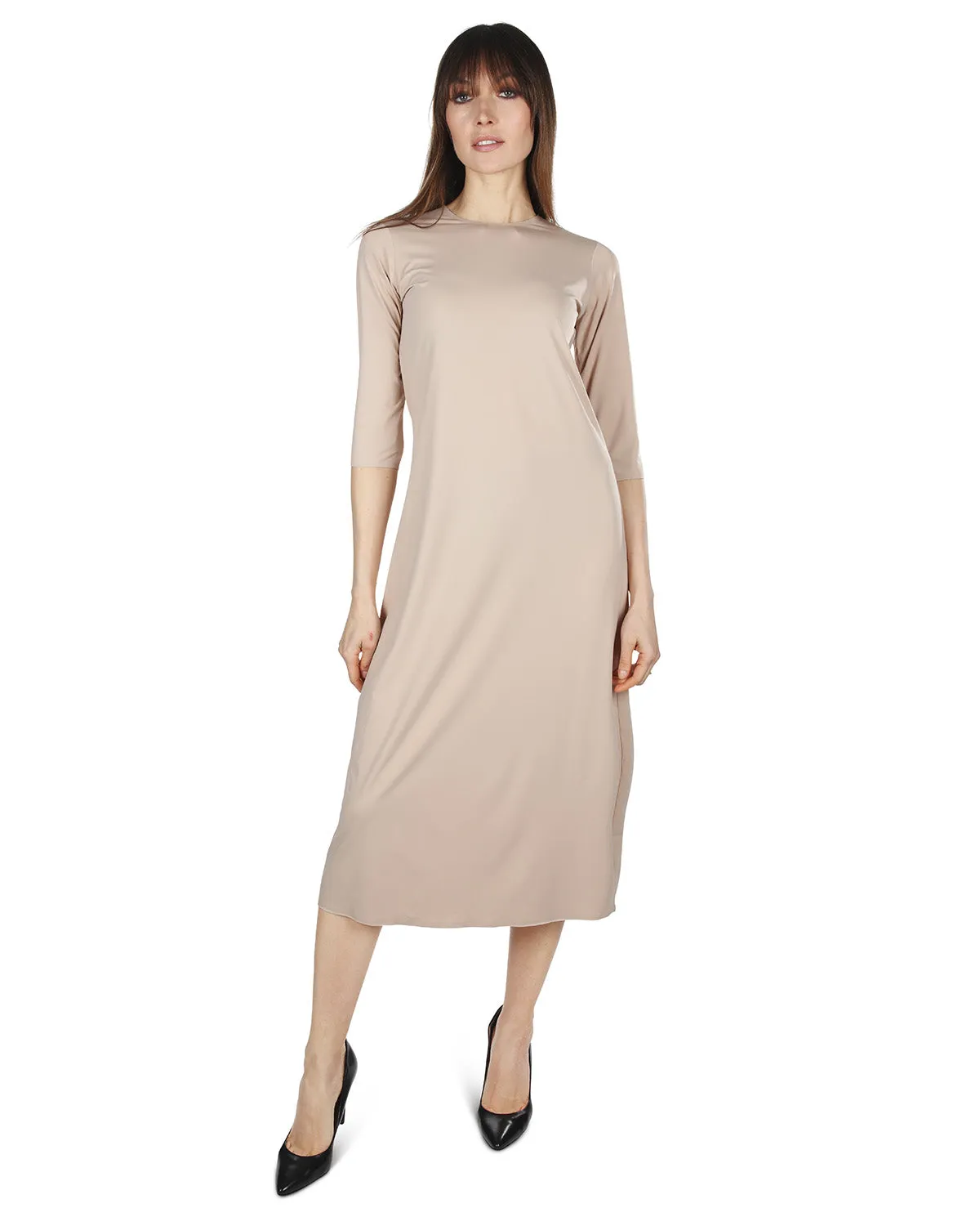 Women's Silky-Smooth Bonded 3/4-Sleeve 48" Slip Dress